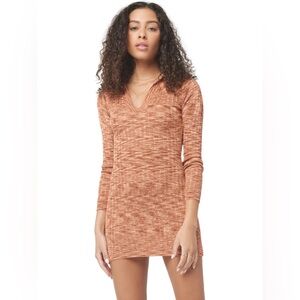 NWT L*Space Aria Dress in Rusty Orange V Neck Short Knit Sweater Dress